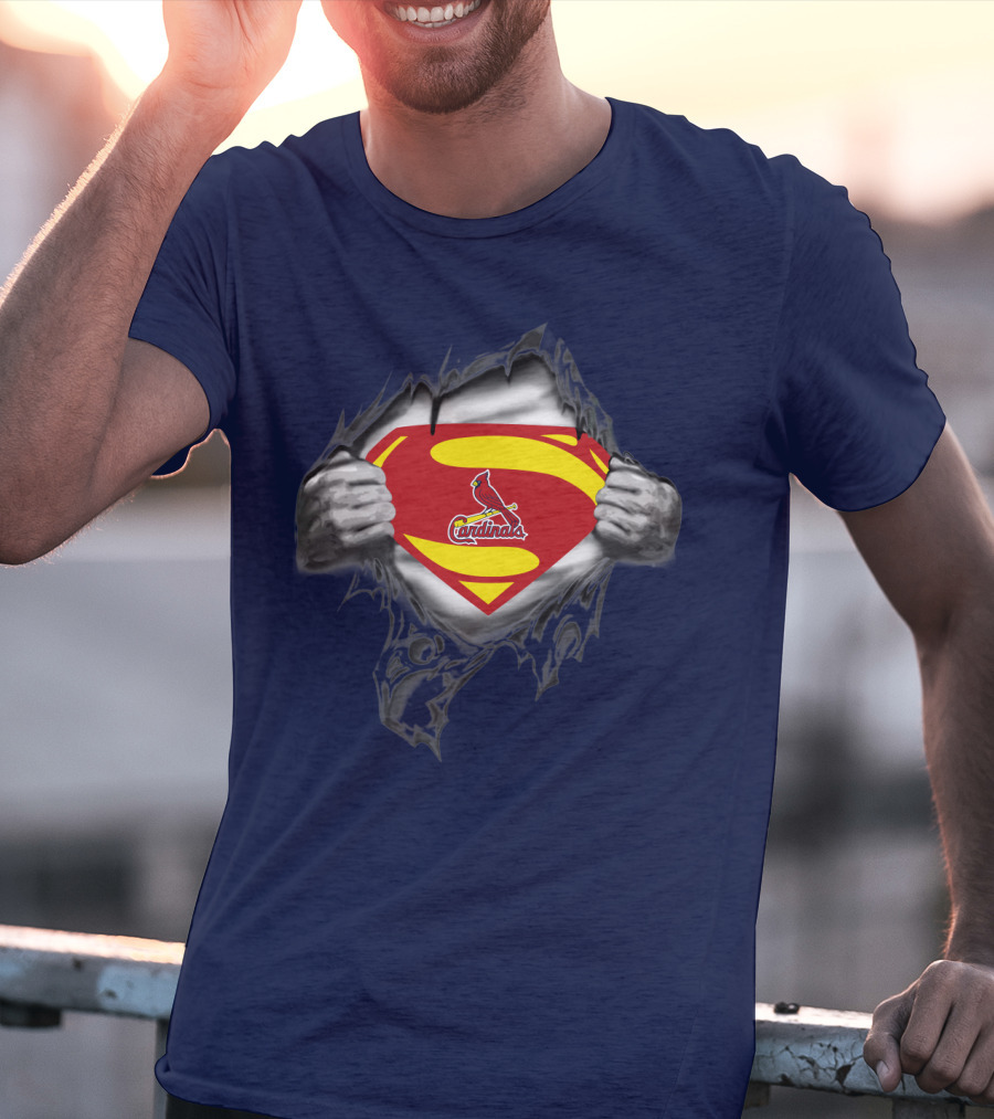 Superman St. Louis Cardinals Fan Emblem Tear T-Shirt