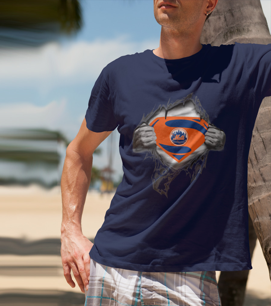 Superman Shield Style New York Mets T-Shirt