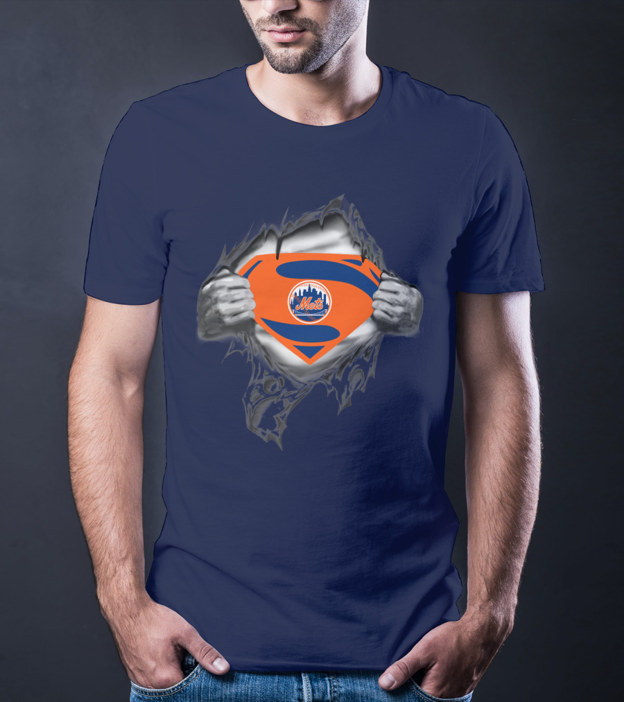 Superman Shield Style New York Mets T-Shirt