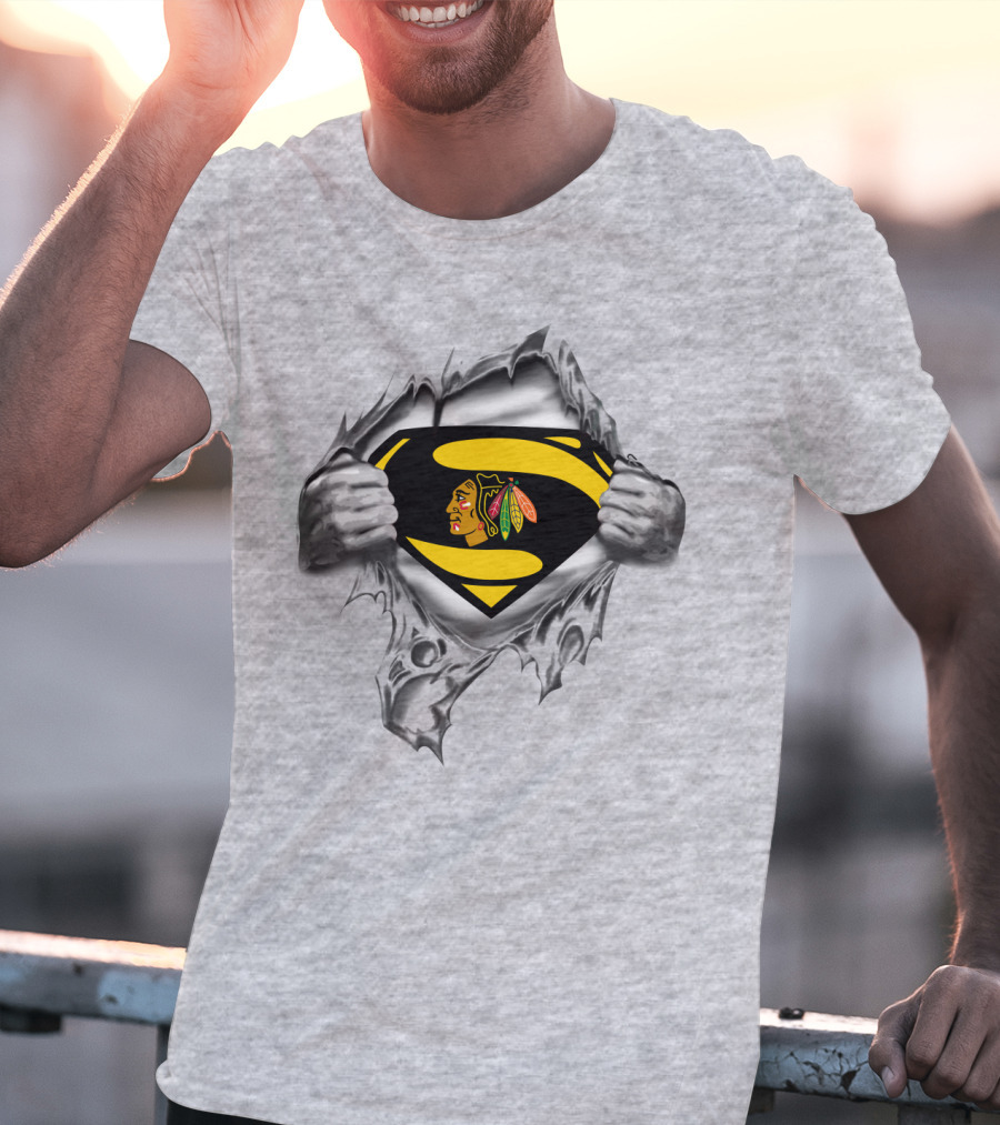 Superman Chicago Blackhawks Logo Fusion T-Shirt