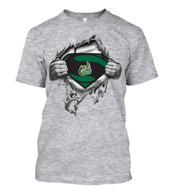 Charlotte 49ers Logo Superhero Chest Ripping T-Shirt