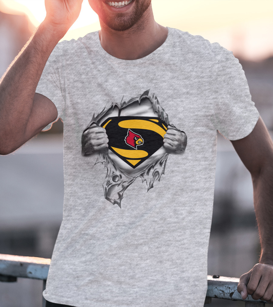 Superman Logo Louisville Cardinals T-Shirt