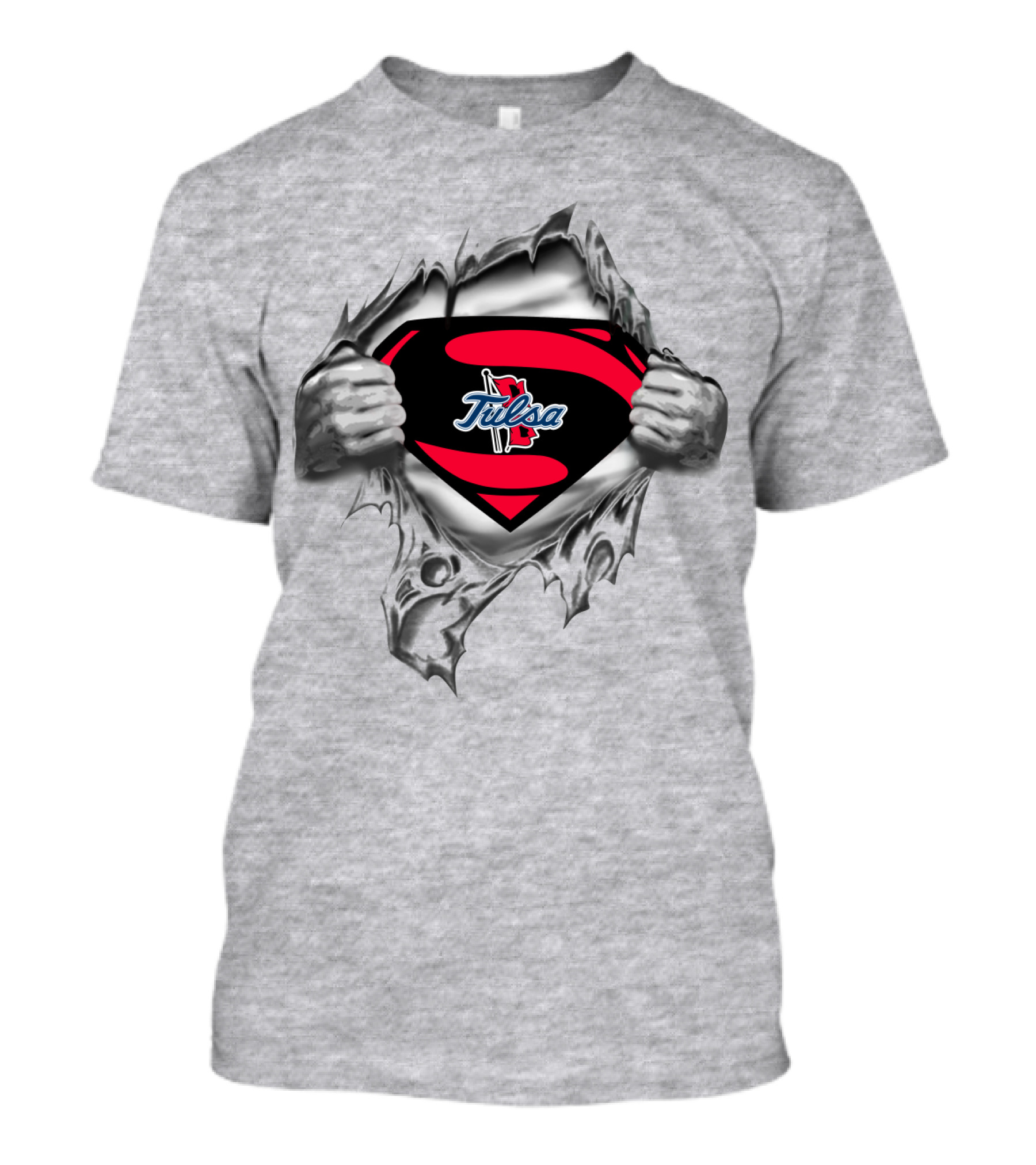 Tulsa Golden Hurricane Superman Logo Rip Superman Style T-Shirt