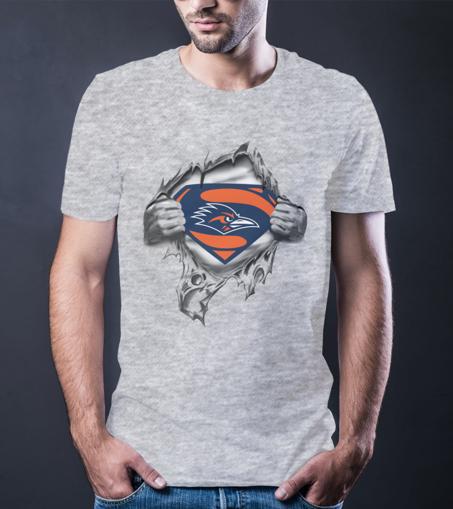 Utsa Roadrunners Superman Logo Design With Ripping Hands T-Shirt
