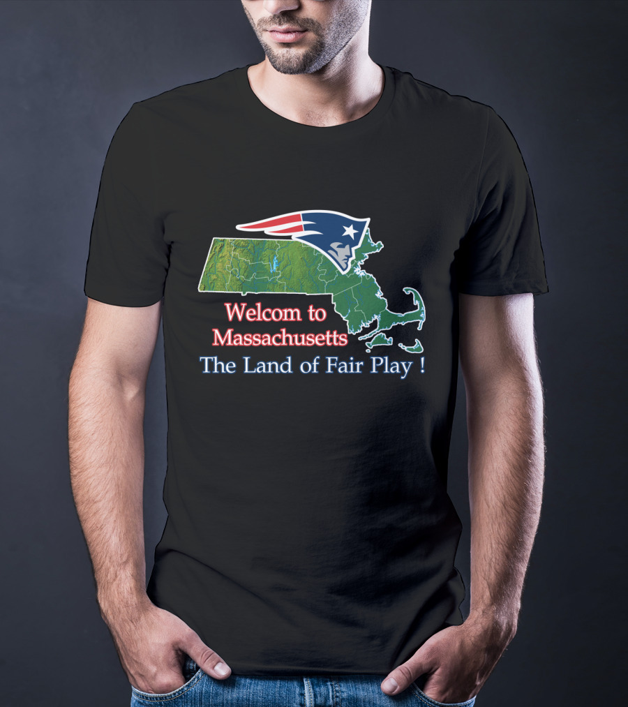Welcome To Massachusetts The Land Of Fair Play Patriotic Map T-Shirt