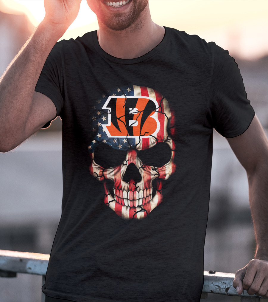 Bengals Skull American Flag T-Shirt