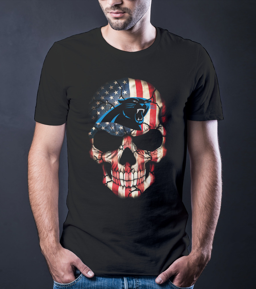 Panthers American Flag Skull T-Shirt