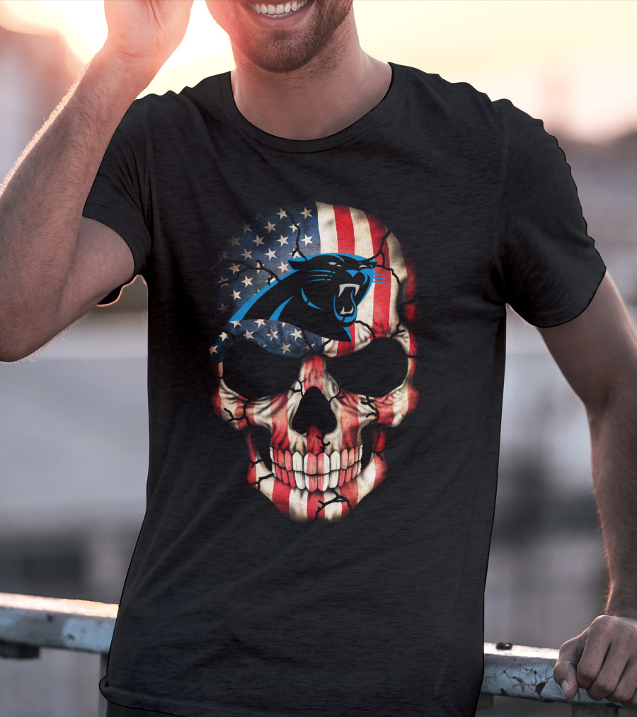 Panthers American Flag Skull T-Shirt