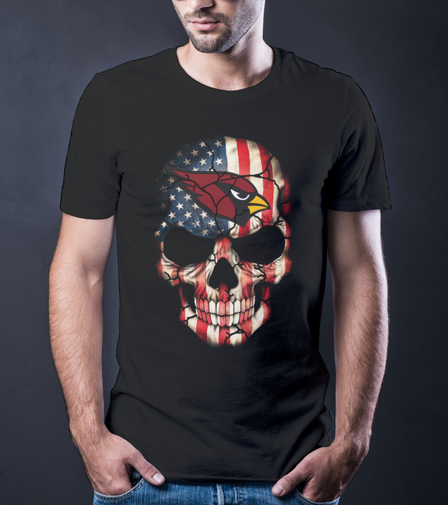 American Flag Cardinals Skull T-Shirt