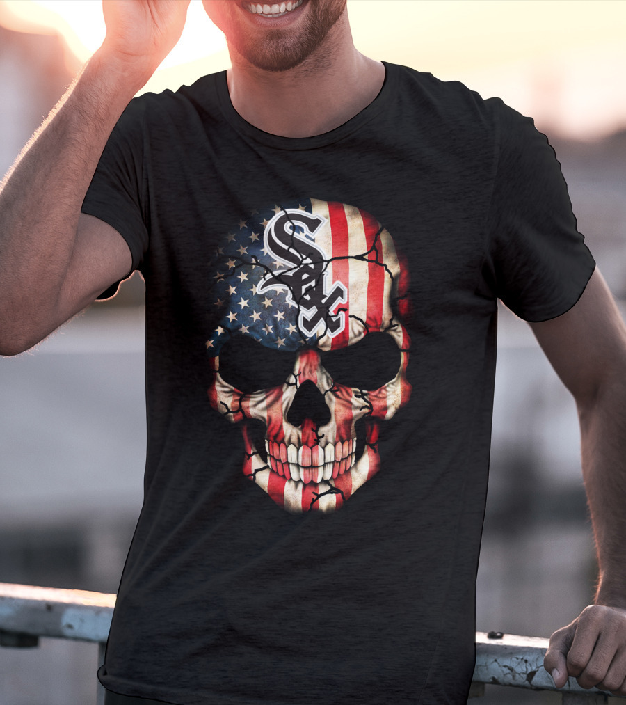 Chicago White Sox American Flag Skull T-Shirt