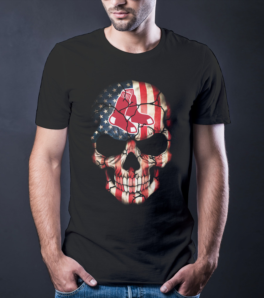 Red Sox American Flag Skull T-Shirt