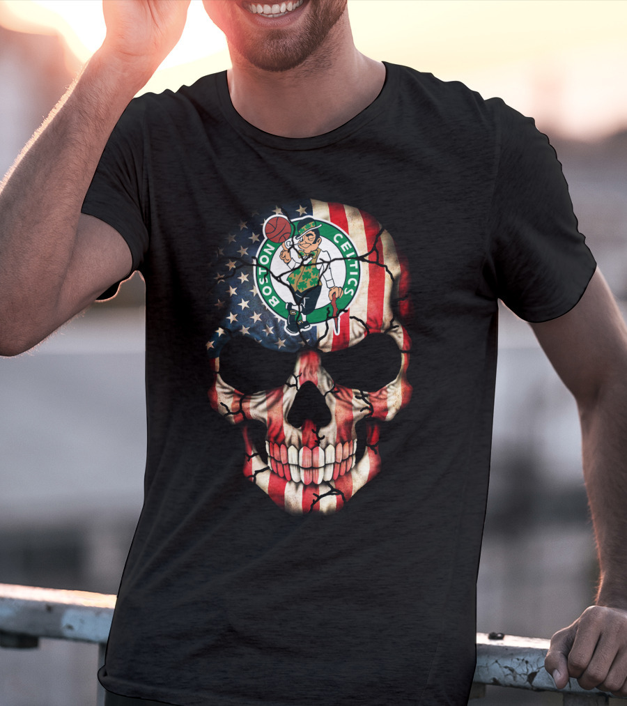 Boston Celtics Skull American Flag T-Shirt