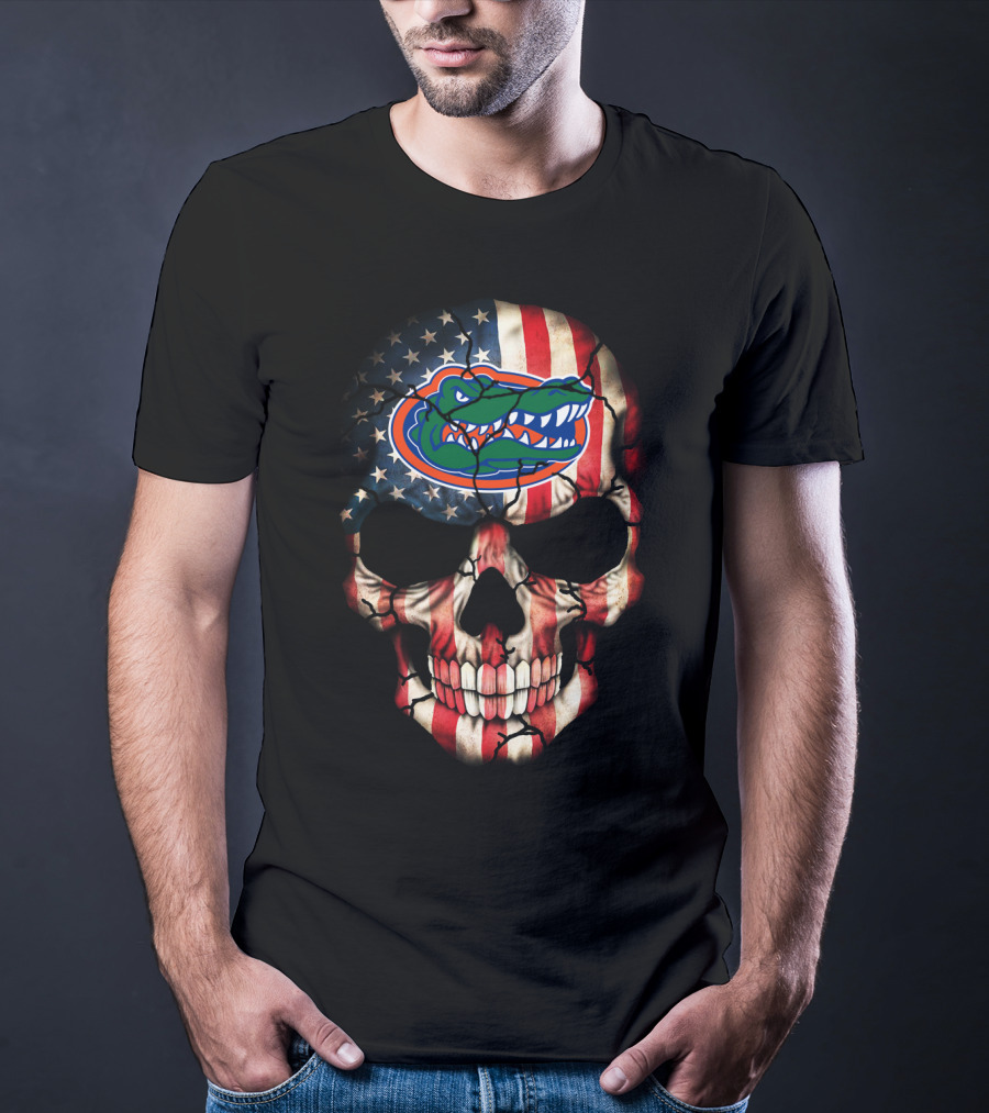 Florida Gators American Flag Skull T-Shirt