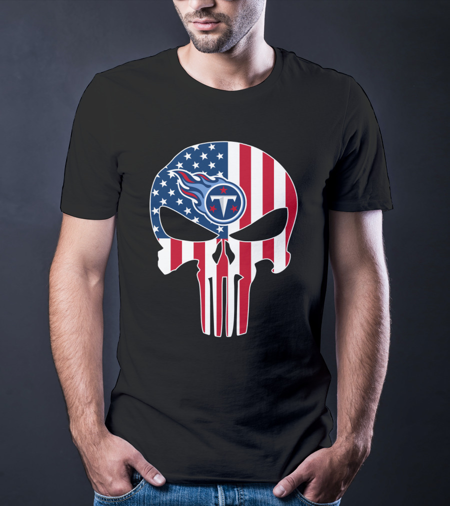 Tennessee Titans American Flag Skull T-Shirt