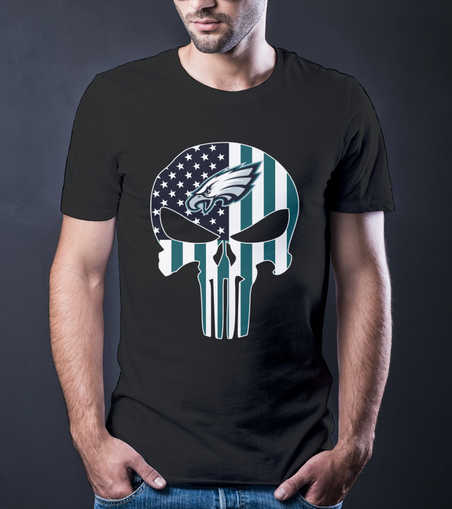 Eagles Punisher Skull American Flag T-Shirt