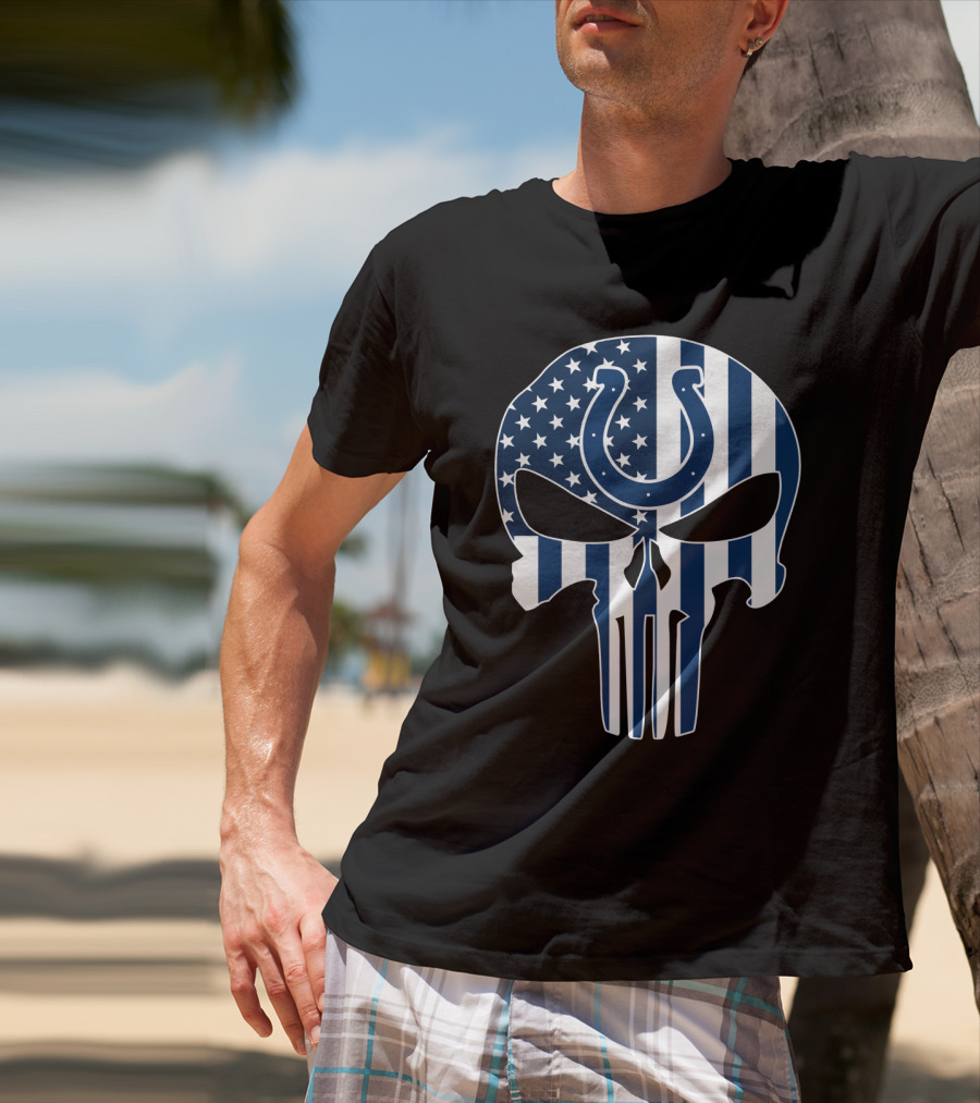 Colts Skull American Flag Punisher T-Shirt