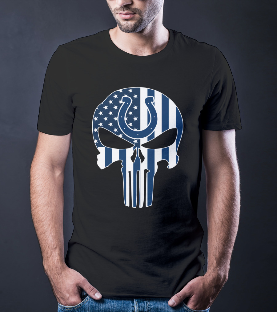 Colts Skull American Flag Punisher T-Shirt