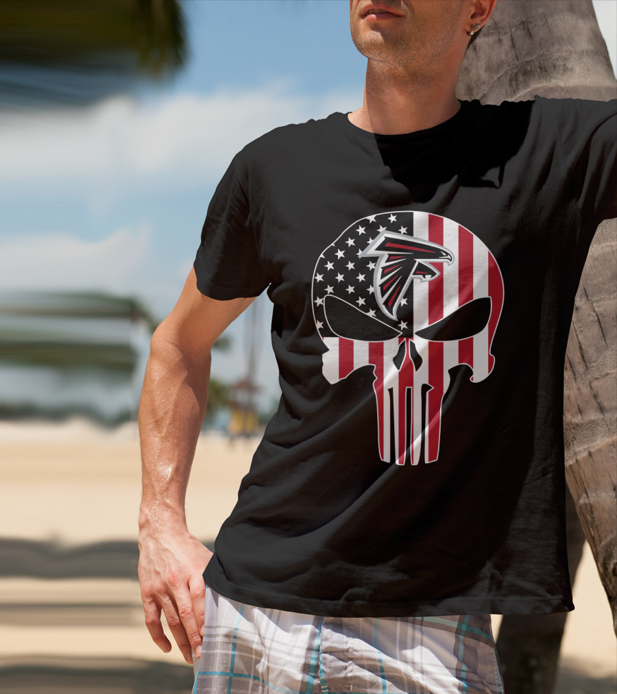 Falcons Skull American Flag T-Shirt