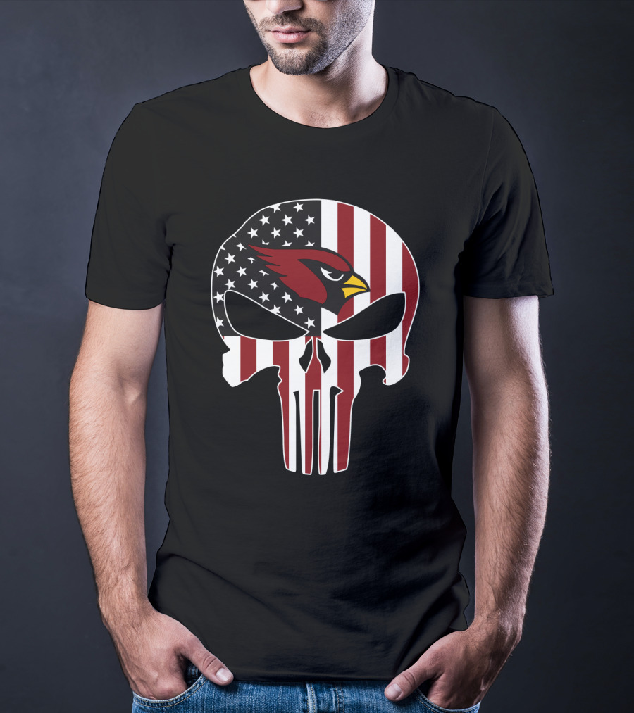 American Flag Punisher Skull Cardinals T-Shirt