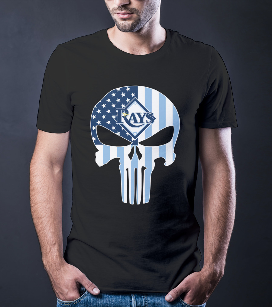 Rays Skull With American Flag T-Shirt