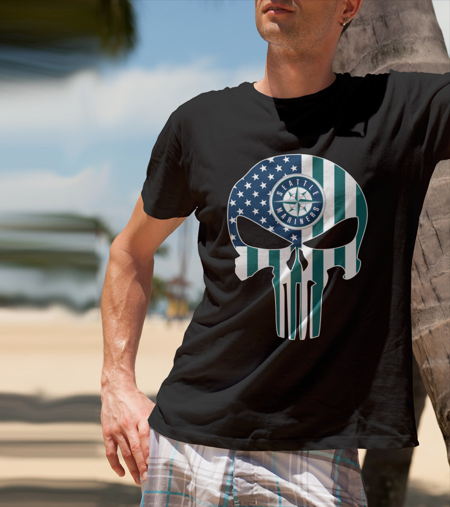 Seattle Mariners Skull Stars Stripes T-Shirt
