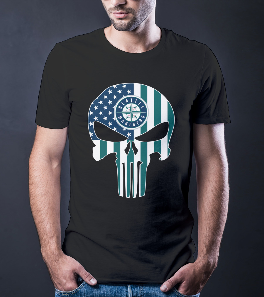 Seattle Mariners Skull Stars Stripes T-Shirt