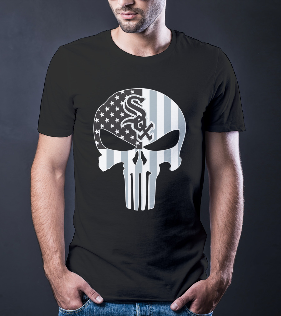 Chicago White Sox Punisher Skull American Flag T-Shirt