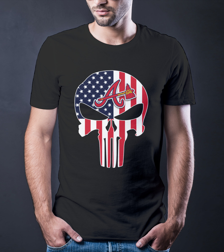 Atlanta Braves American Flag Skull Punisher T-Shirt