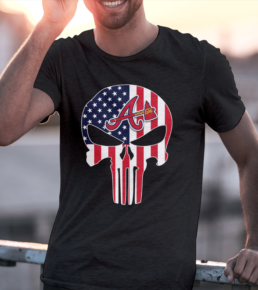 Atlanta Braves American Flag Skull Punisher T-Shirt