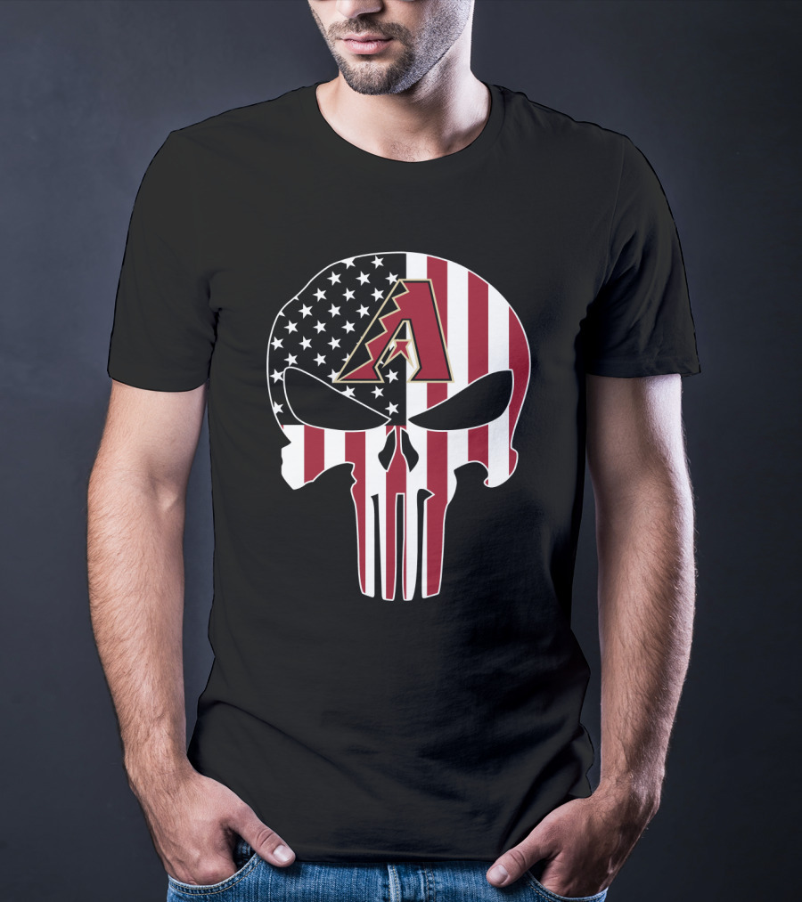 Arizona Diamondbacks American Flag Skull T-Shirt