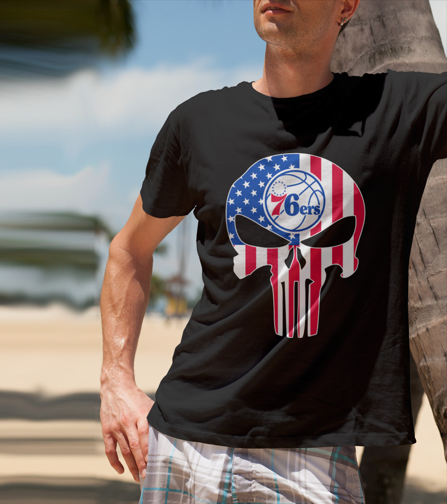 Philadelphia 76ers Stars And Stripes Punisher T-Shirt