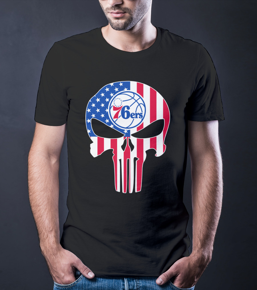 Philadelphia 76ers Stars And Stripes Punisher T-Shirt