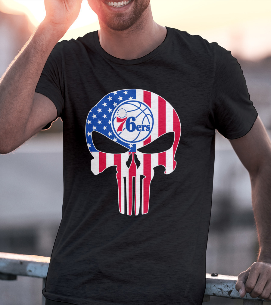 Philadelphia 76ers Stars And Stripes Punisher T-Shirt