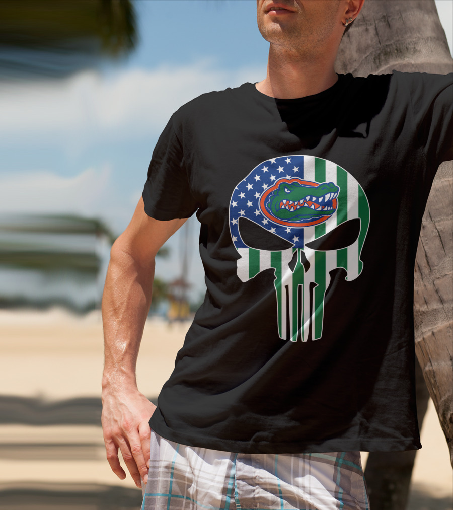 Florida Gators American Flag Punisher Skull T-Shirt