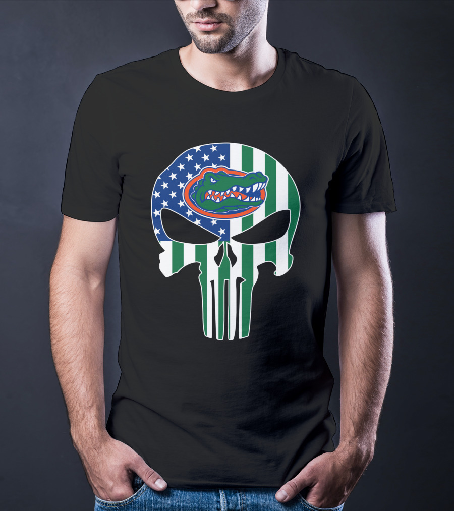 Florida Gators American Flag Punisher Skull T-Shirt