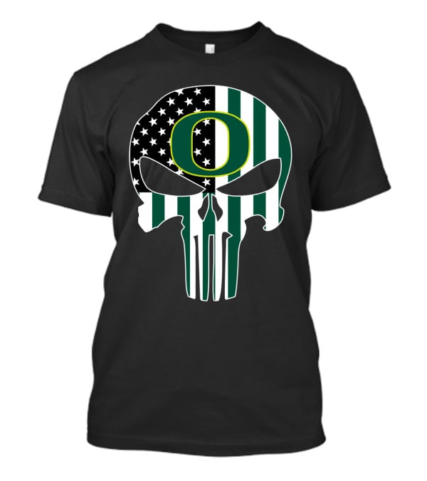 Oregon Ducks American Flag Punisher Skull T-Shirt