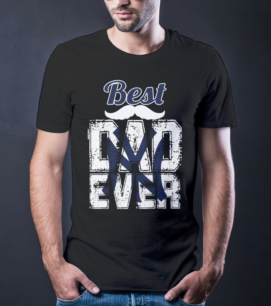 Best Dad Ever Yankees Logo Moustache T-Shirt