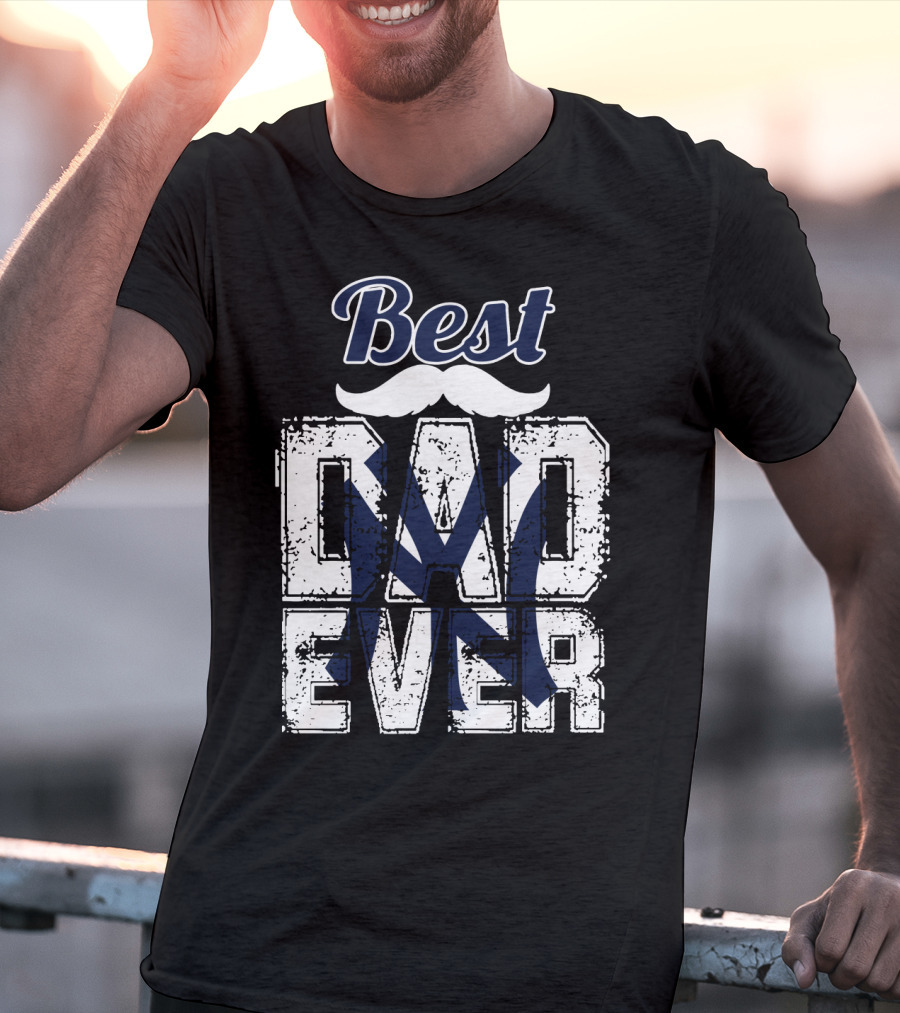 Best Dad Ever Yankees Logo Moustache T-Shirt