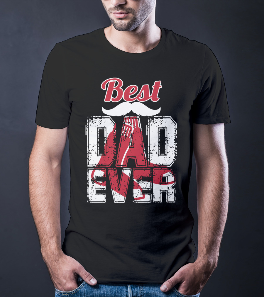 Best Dad Ever Red Sox Logo Moustache T-Shirt