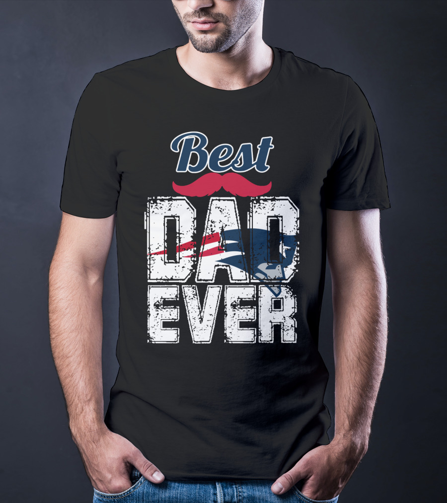 Best Dad Ever Patriots Logo Moustache T-Shirt