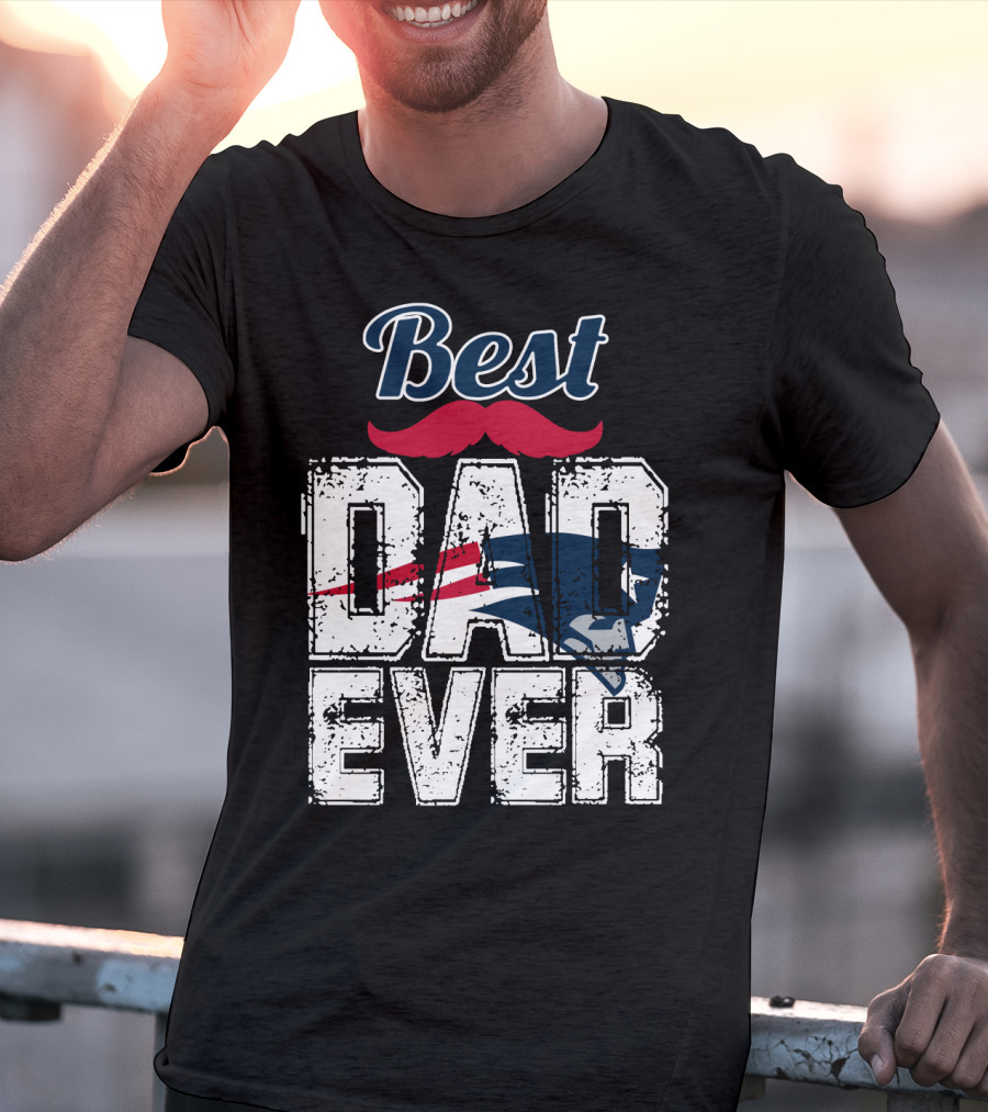 Best Dad Ever Patriots Logo Moustache T-Shirt