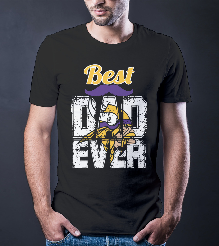 Best Dad Ever Viking Helmet Mustache T-Shirt