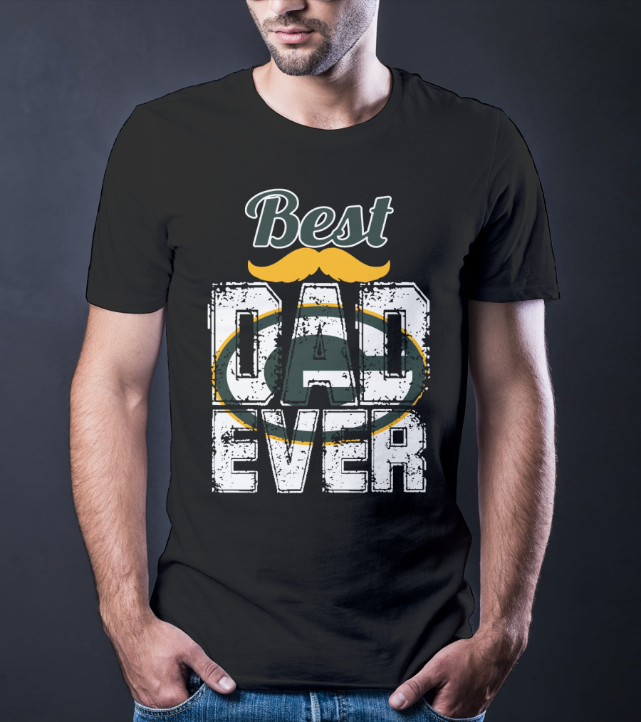 Best Dad Ever Packers Fan Mustache T-Shirt