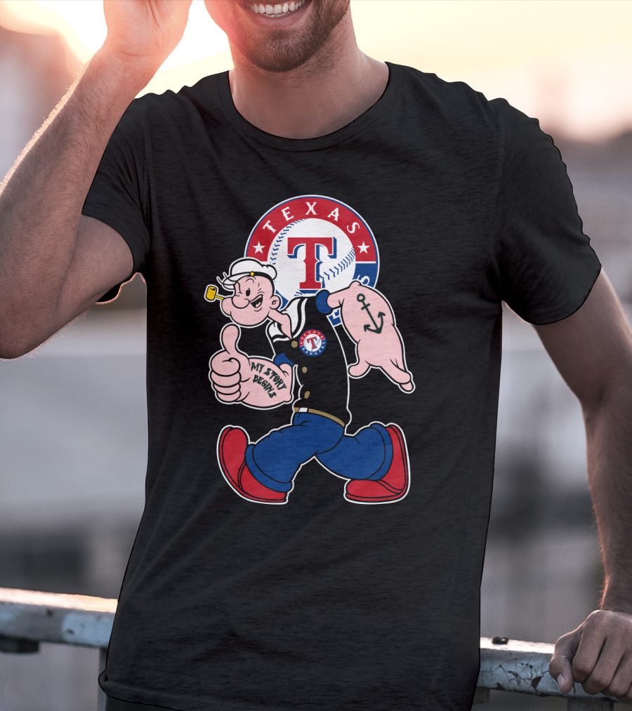 Texas Rangers Popeye Baseball Logo Mashup T-Shirt