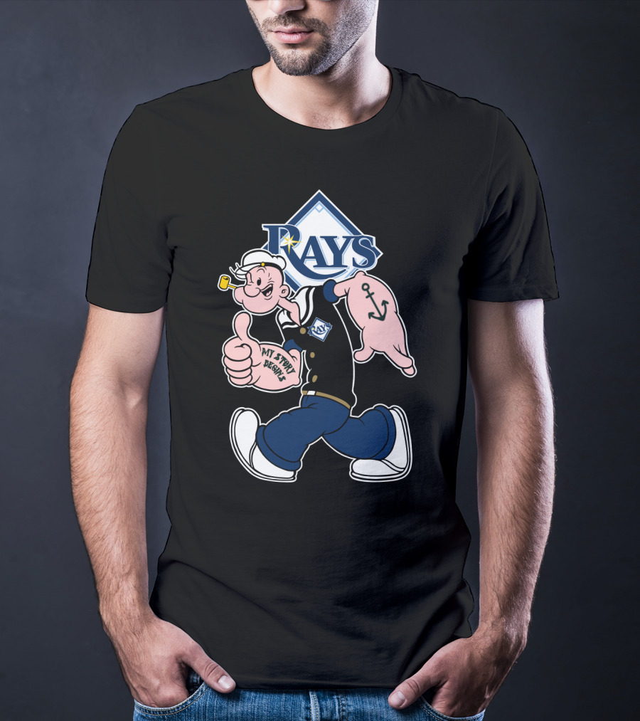 Rays Popeye My Story Begins Anchor Tattoo T-Shirt