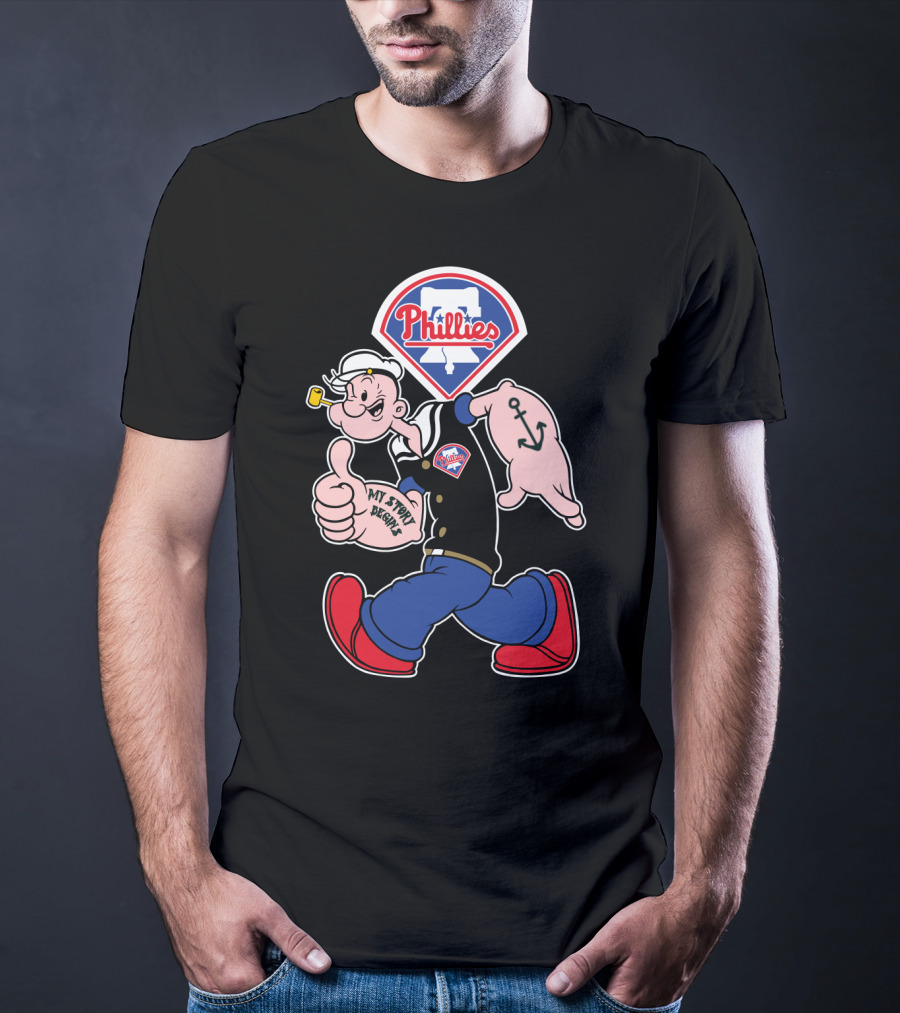 Phillies Popeye Thumbs Up Phillies Logo Retro Style T-Shirt