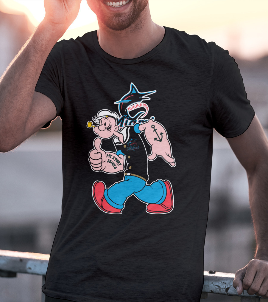 Miami Marlins Popeye Mt Stewart Begley T-Shirt