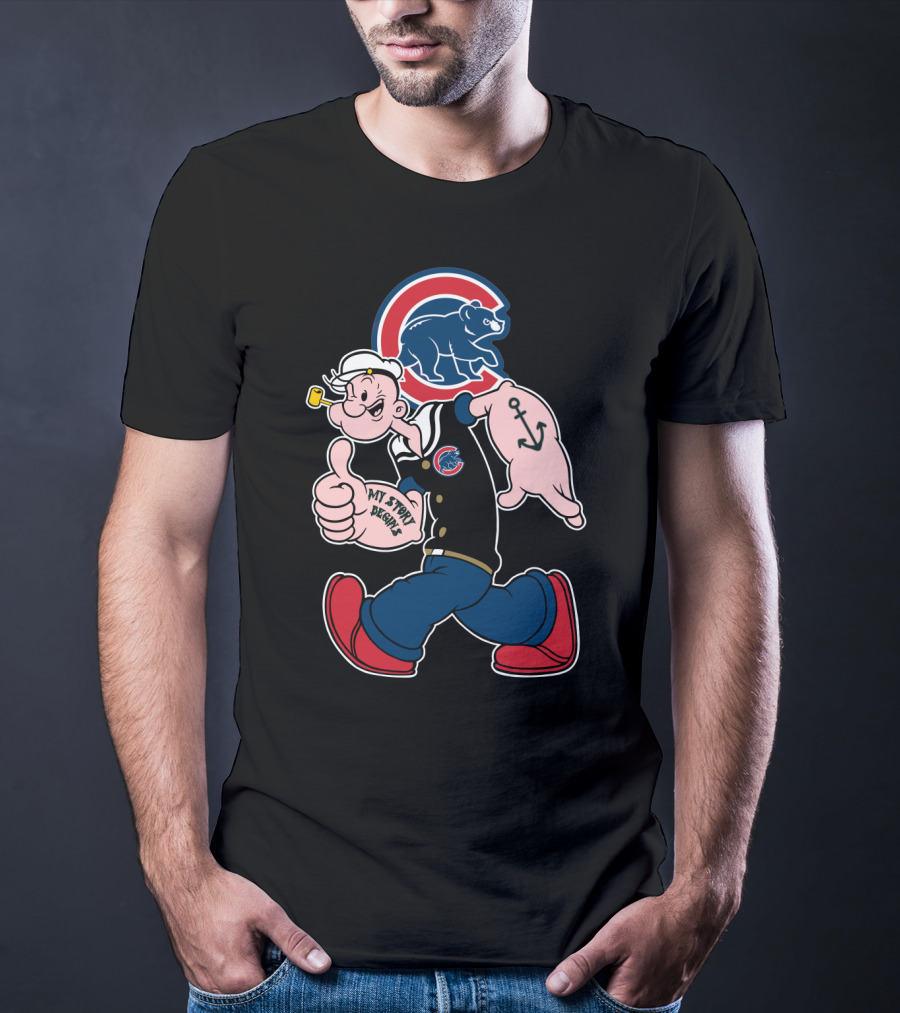 Chicago Cubs Popeye Cartoon Crossover T-Shirt