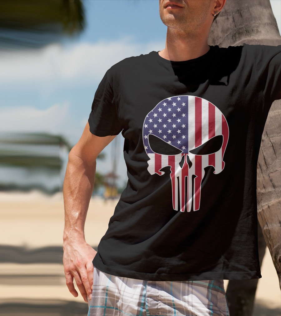 The Punisher Skull American Flag T-Shirt
