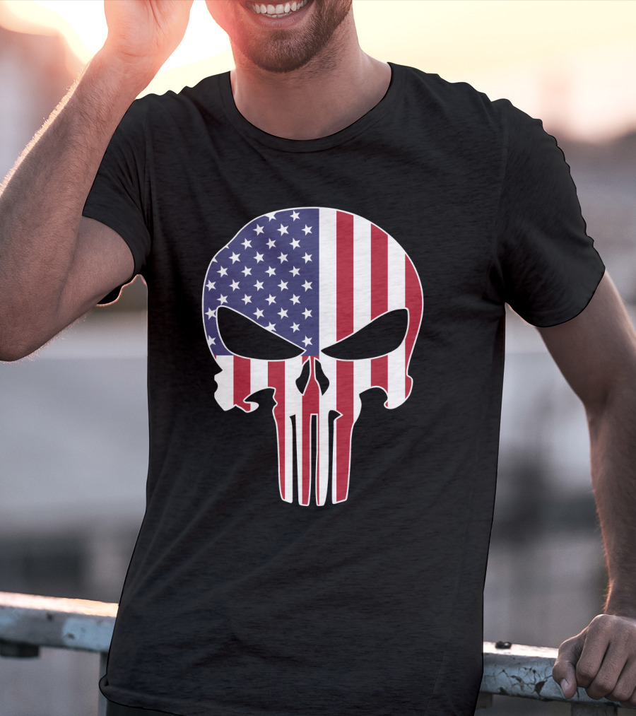 The Punisher Skull American Flag T-Shirt